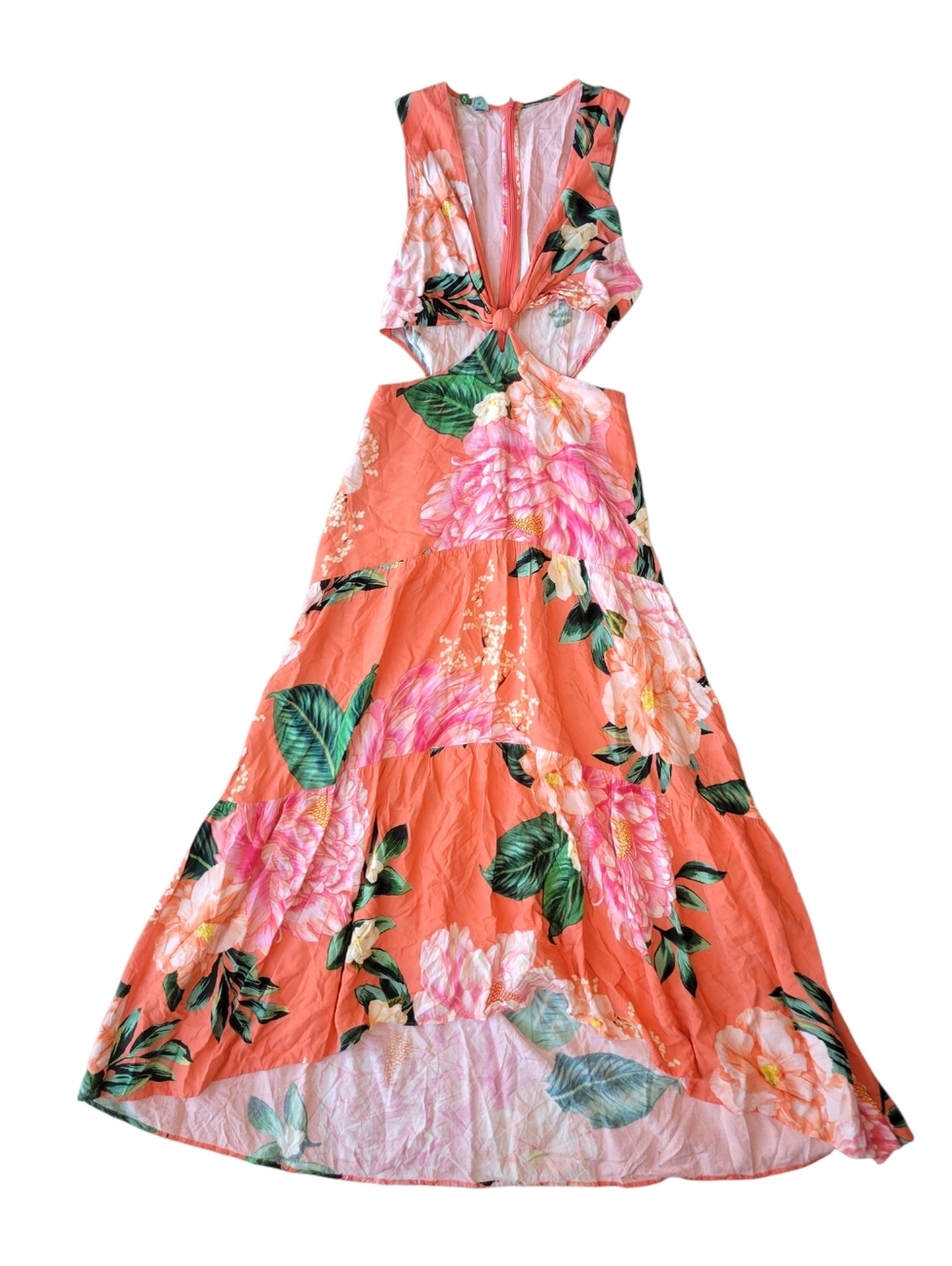 Farm Rio Floral Colorful Cut Out Dress High Low Size Small - Picture 2 of 10